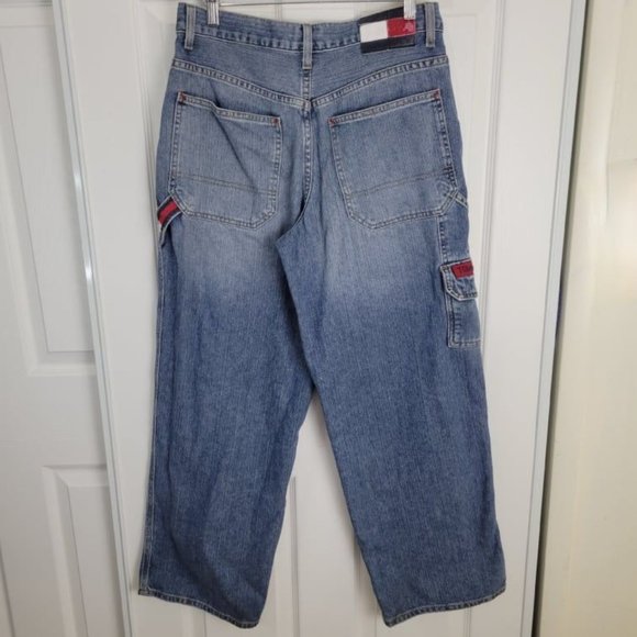 Vintage TOMMY HILFIGER Men's Size 30X30 Medium Wash Baggy Denim Carpenter Jeans - Picture 6 of 11